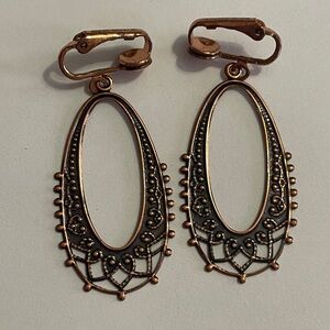 Pure Copper Filigree Hoop Earrings